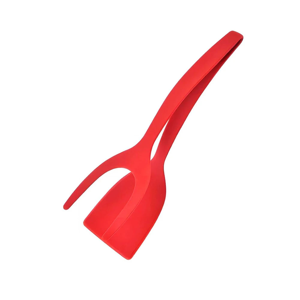 2 in 1 Grip Flip Spatula Tongs Egg Flipper Spatula Nylon Non Stick Coating Pancake Fish French Toast Omelet Making Tool