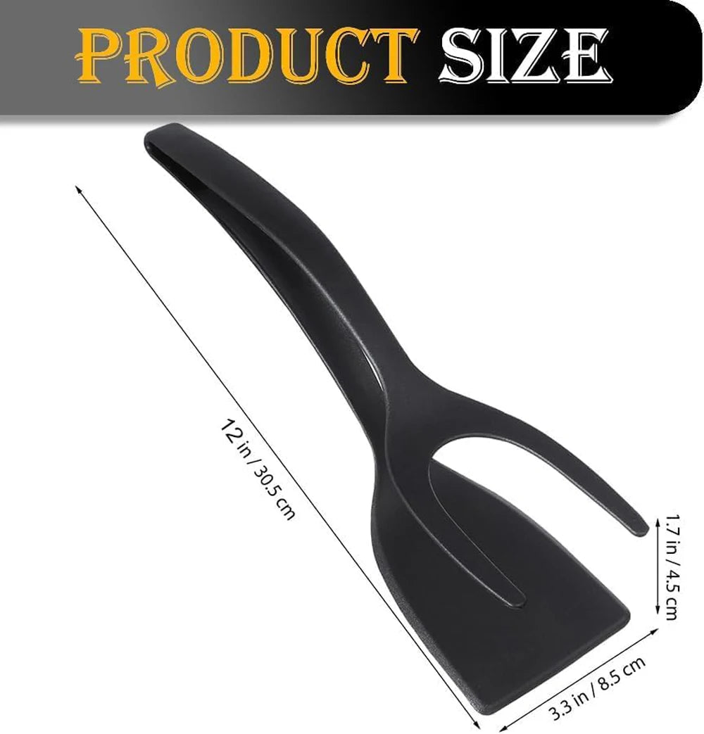 2 in 1 Grip Flip Spatula Tongs Egg Flipper Spatula Nylon Non Stick Coating Pancake Fish French Toast Omelet Making Tool